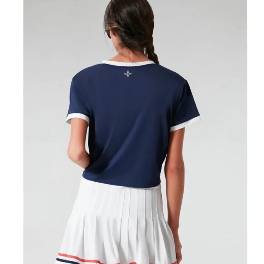 NWT Tuckernuck Sport Navy Blue Knotty Maya Tie Waist Top  Size Large - Picture 2 of 14